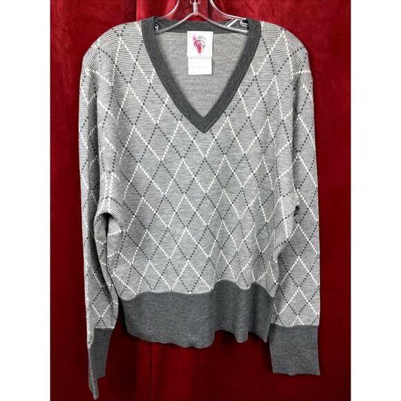 Sz BB5 Xl Black Fleece Wool Argyle V Neck Sweater Broooks Brothers Thom Browne